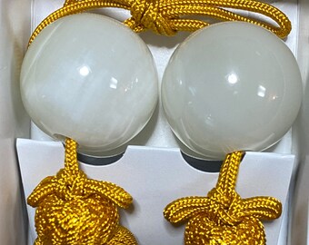 置物 goonM Japanese Marbled off White Onyx Hanging Scroll Weight With