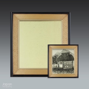 Black Japanese Shikishi Frame with Silk Brocade Border for Elegant Wall Art Display