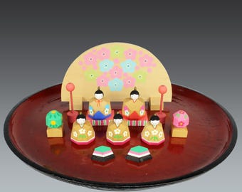 Traditional Japanese Hina Dolls Three Court Ladies Set - Luxurious