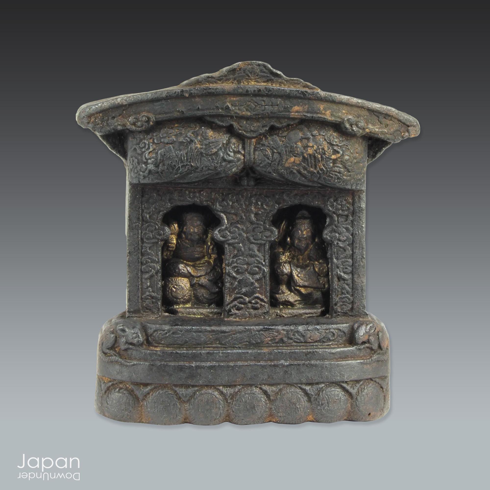 玉製神面ペンダント 古美術風 邪気払い 置物 Rare Meiji Ebisu Daikoku Shrine Amulet: Japanese Folk Talisman
