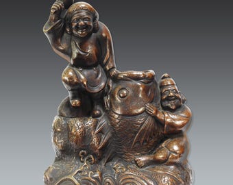 古備前 七福神 座大黒天 大黒様 置物 珍品 レア古備前・レア備前焼 骨董品 大黒備前焼アンティーク日本陶器富の神置物像大黒天置物 - Etsy 日本