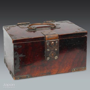 rare antique japanese box for hanko seals - rustic wood japanese chest