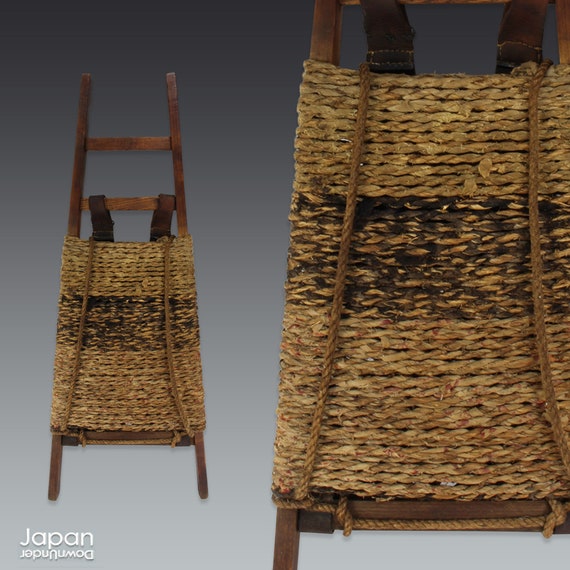Antique Japanese Shoiko Farmer Backpack: Mingei Folk Art, Rustic