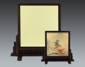 Vintage Japanese Sugi Wood Ink Stand Frame for Shikishi Art Display Decor