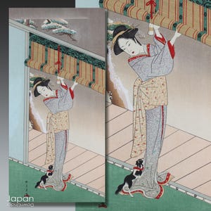 vintage 1970’s woodblock print - japanese beauty by Katsukawa Shunsho