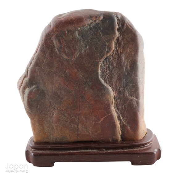 水石 reeeeen.s2 Vintage Japanese Suiseki Viewing Stone on Ebony Wood Stand