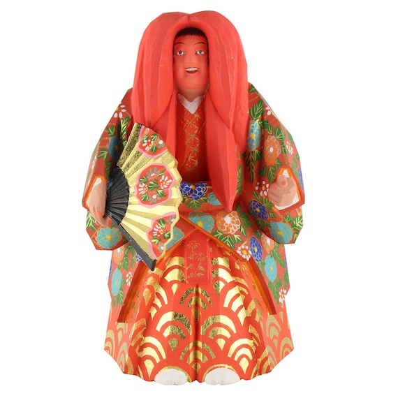 Japanese Noh doll京都　能人形　狂言　歌舞伎　翁　木製彫刻 Vintage Japanese Carved Wood Noh Play Sea Spirit Figure