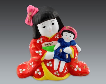 G1730 / 民芸品 土人形 子供フィギュア 置物 / 日本のヴィンテージ