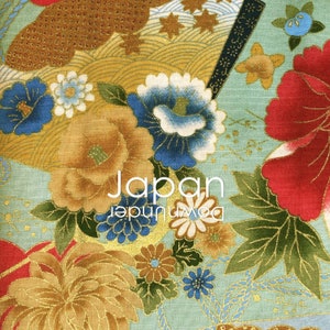 2 meters japanese cotton with traditional kimono motif design - ideal for creative sewing projects