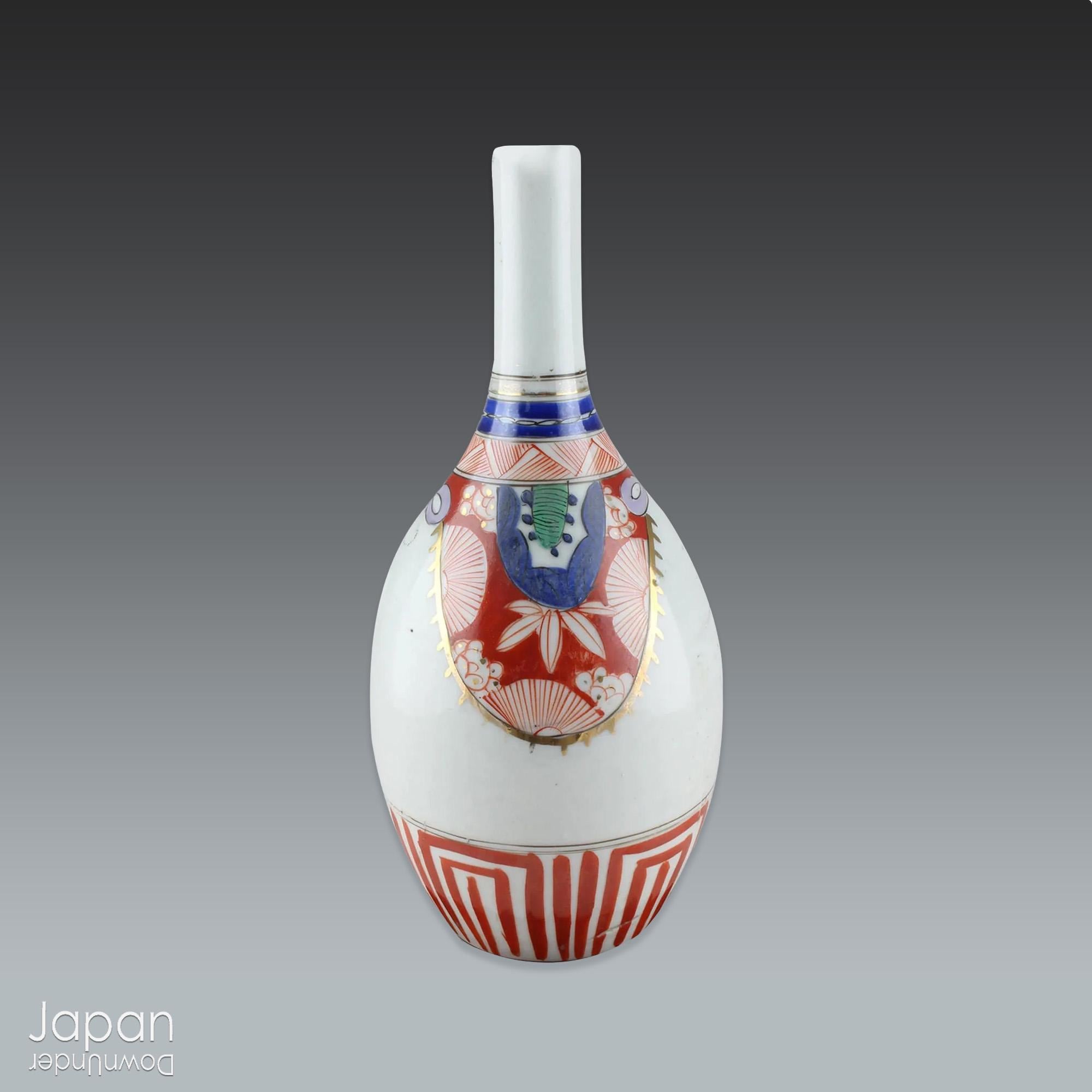 Antique Japanese Sake Bottle: Edo Ko-imari Porcelain Miki Shrine