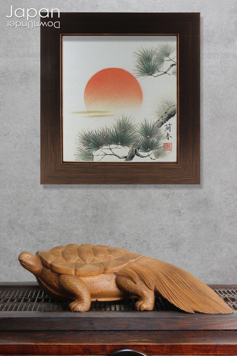 Japanese Wood Carving Turtle Ornament Turtle Figurine Etsy