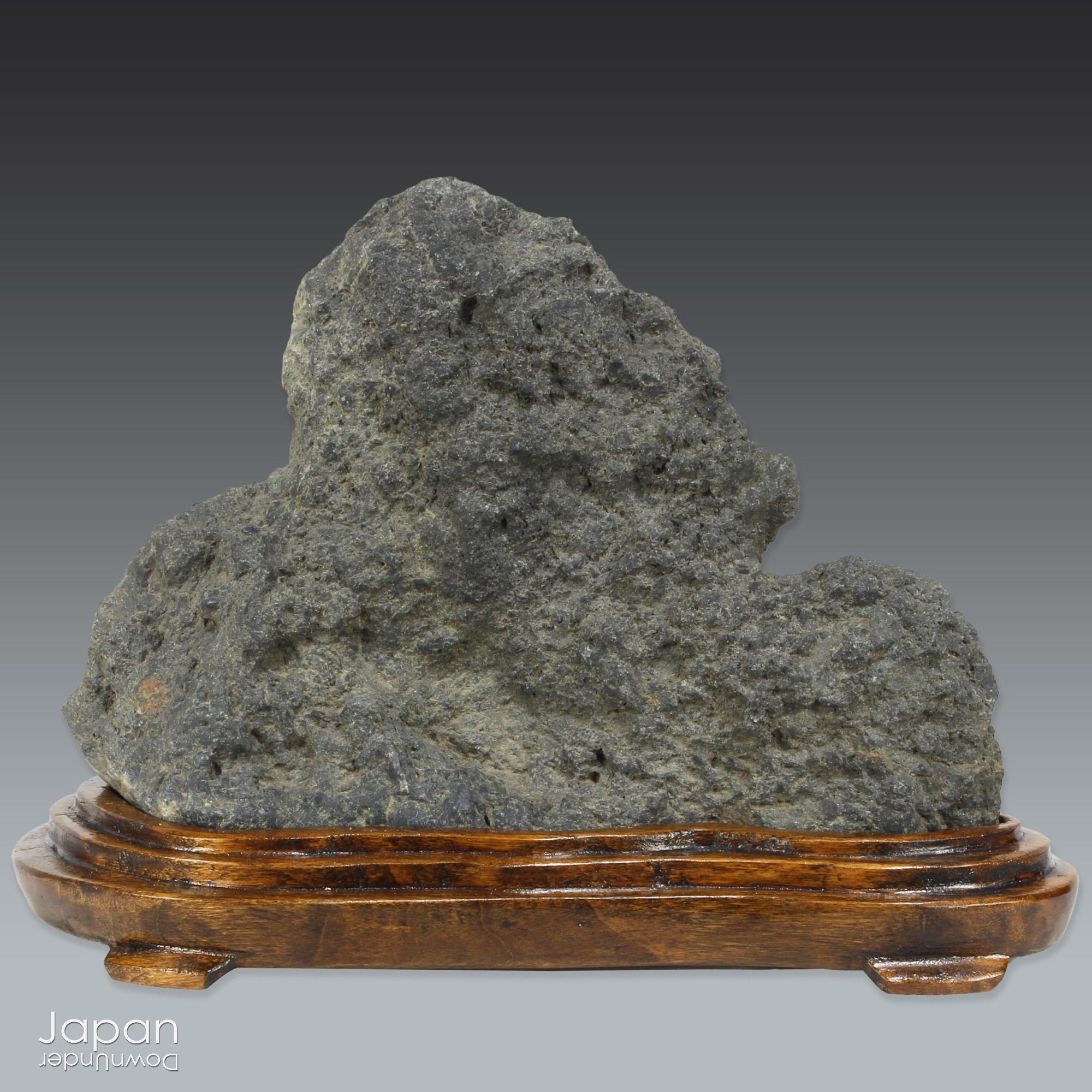 鉄岩石 水石 美品 鑑賞石 木製誂え台座付き 天然石 盆石 ぬ 和風置物