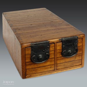 antique japanese medicine box - rustic wood small storage box
