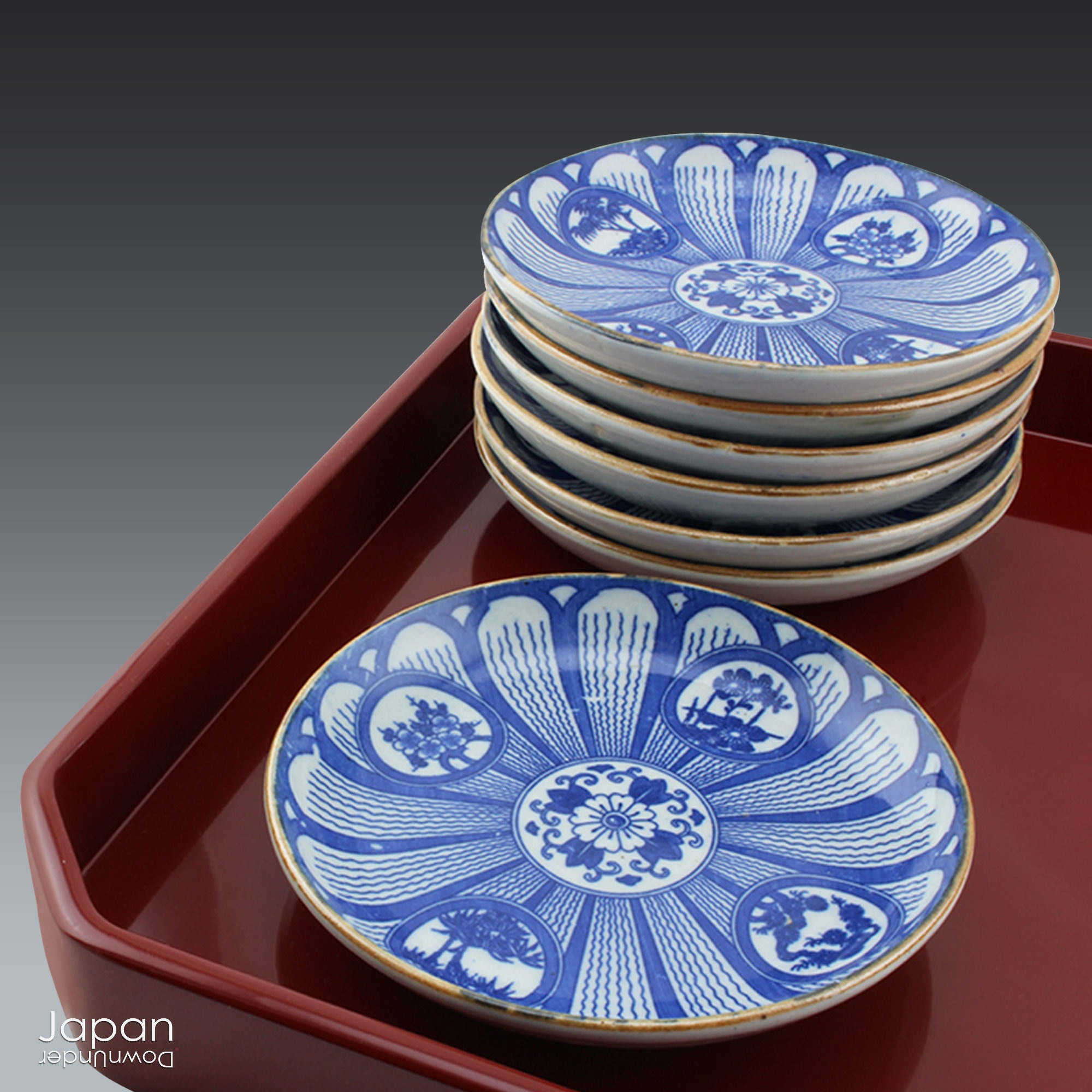 Japanese Antique Transfer-ware Blue and White Imari Plate