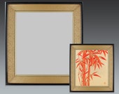 Decorative Shikishi Frame - Black Lacquered Wood With Floral