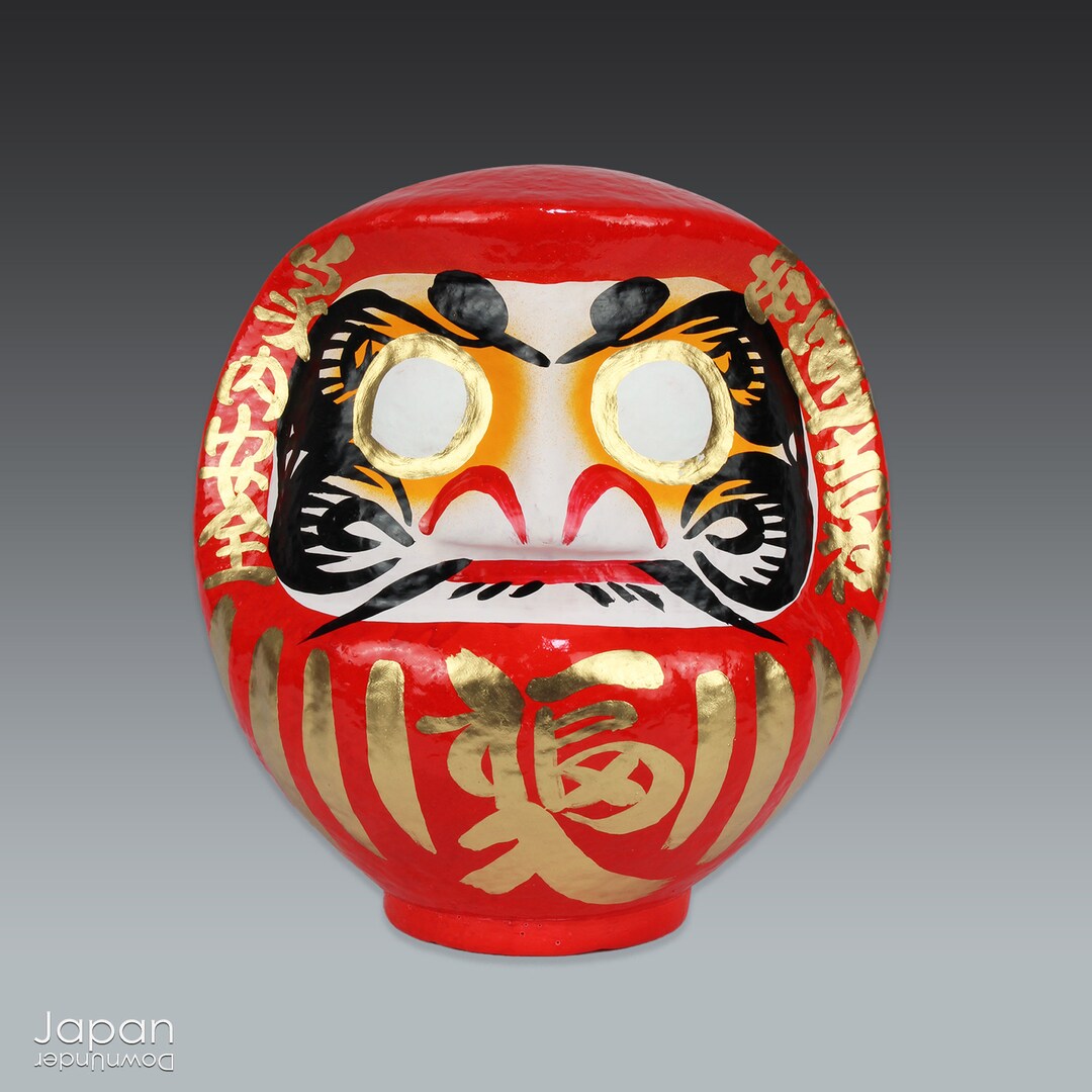 10 Inch Red Daruma Doll, Paper Mache Takasaki Daruma Doll, Japanese