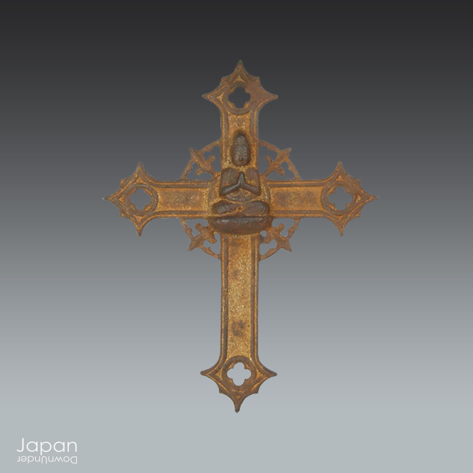Rare Kakure Kirishitan cross bronze length 24.9cm Christian Art 