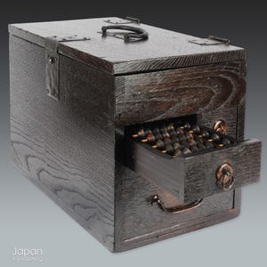 antique japanese calligraphy writing box - rustic wood japanese chest