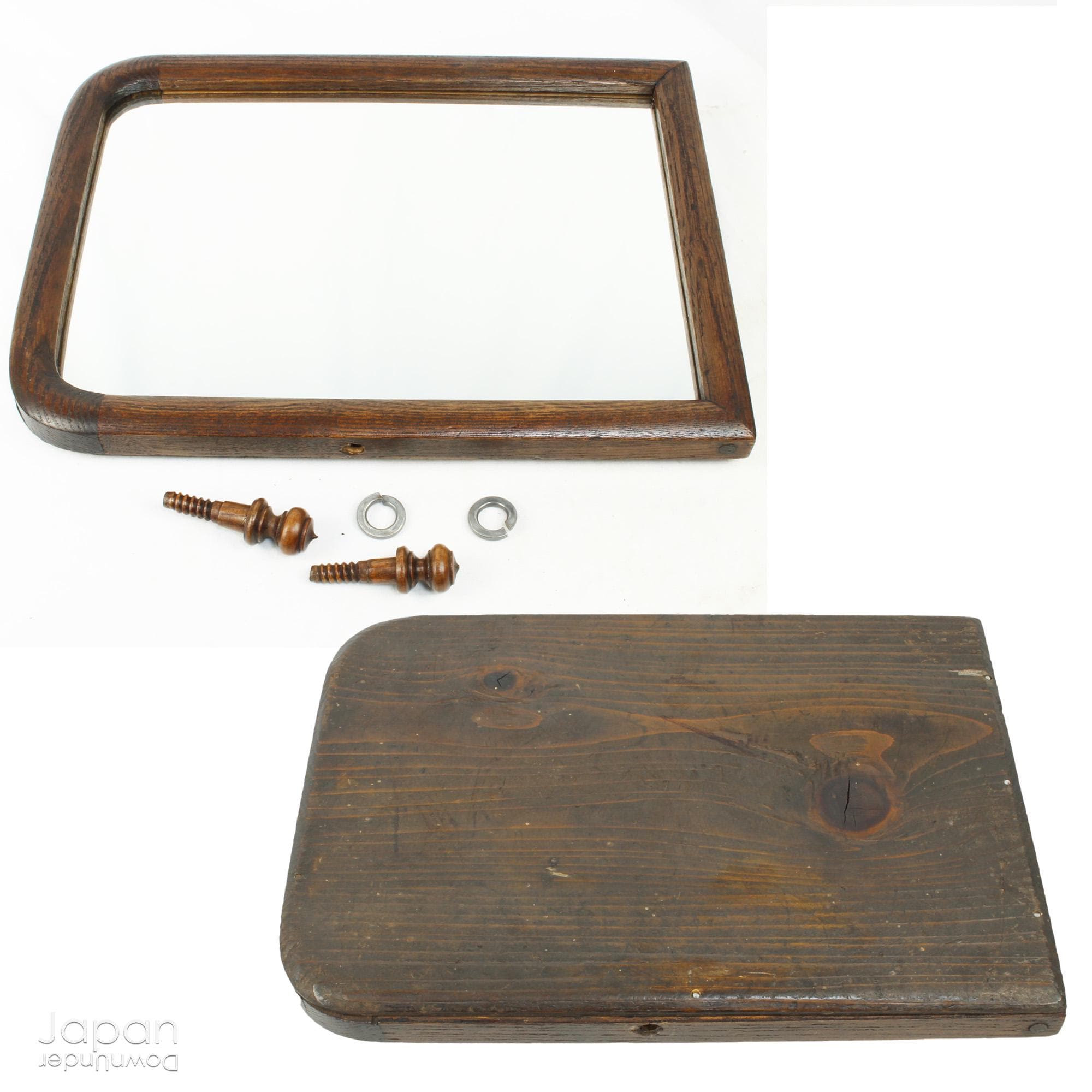 Vintage Face MONOSASHI 元箱付 美品 Japanese Antique Kyodai Mirror Stand: Taisho Era Wooden Vanity