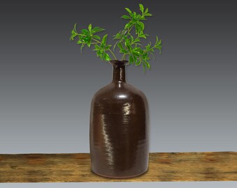Antique Japanese Tamba Kayoi Tokkuri: Plain Stoneware Folk Art Vase, Wabi Sabi Decor