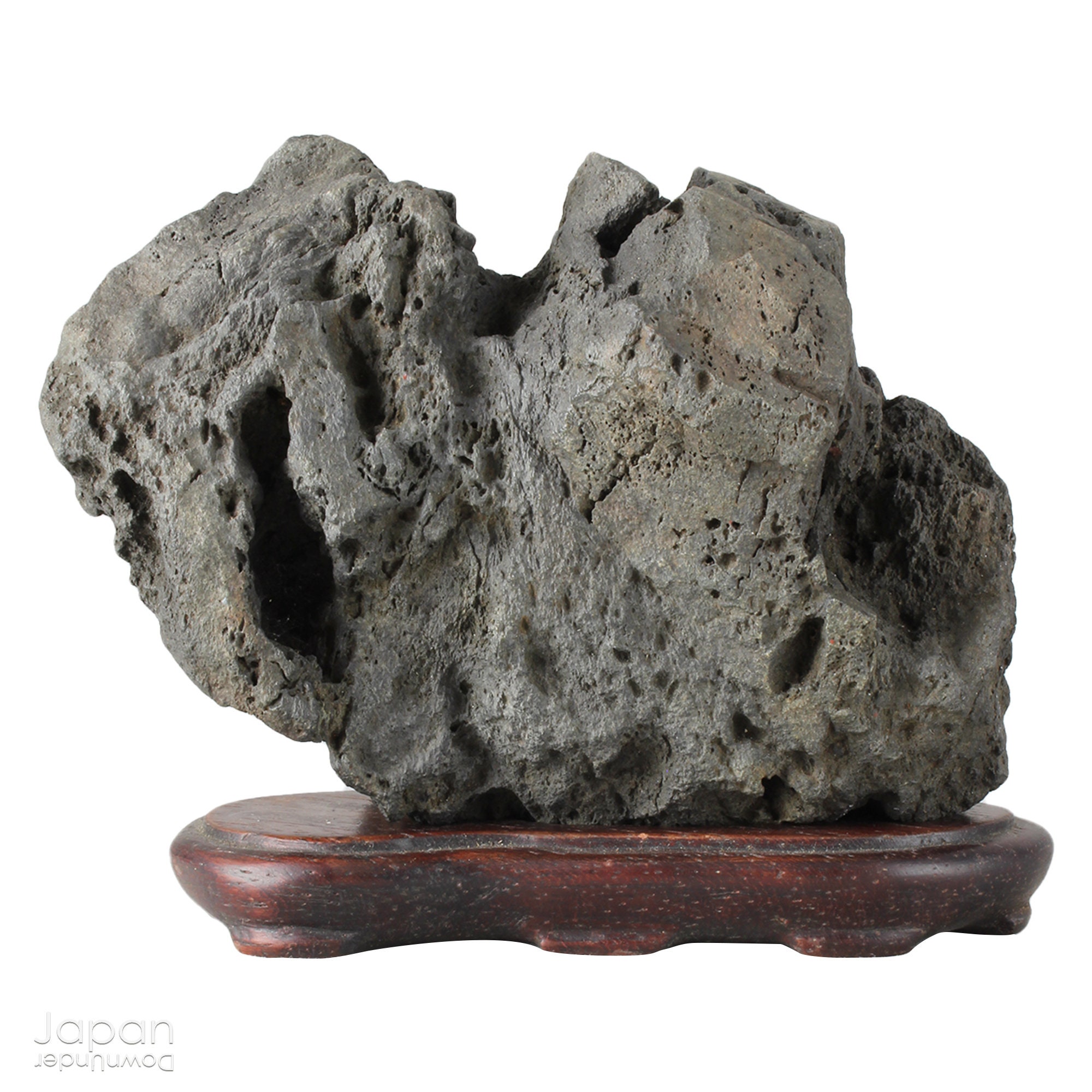 Vintage Japanese Suiseki Viewing Stone on Wood Stand - Meditation
