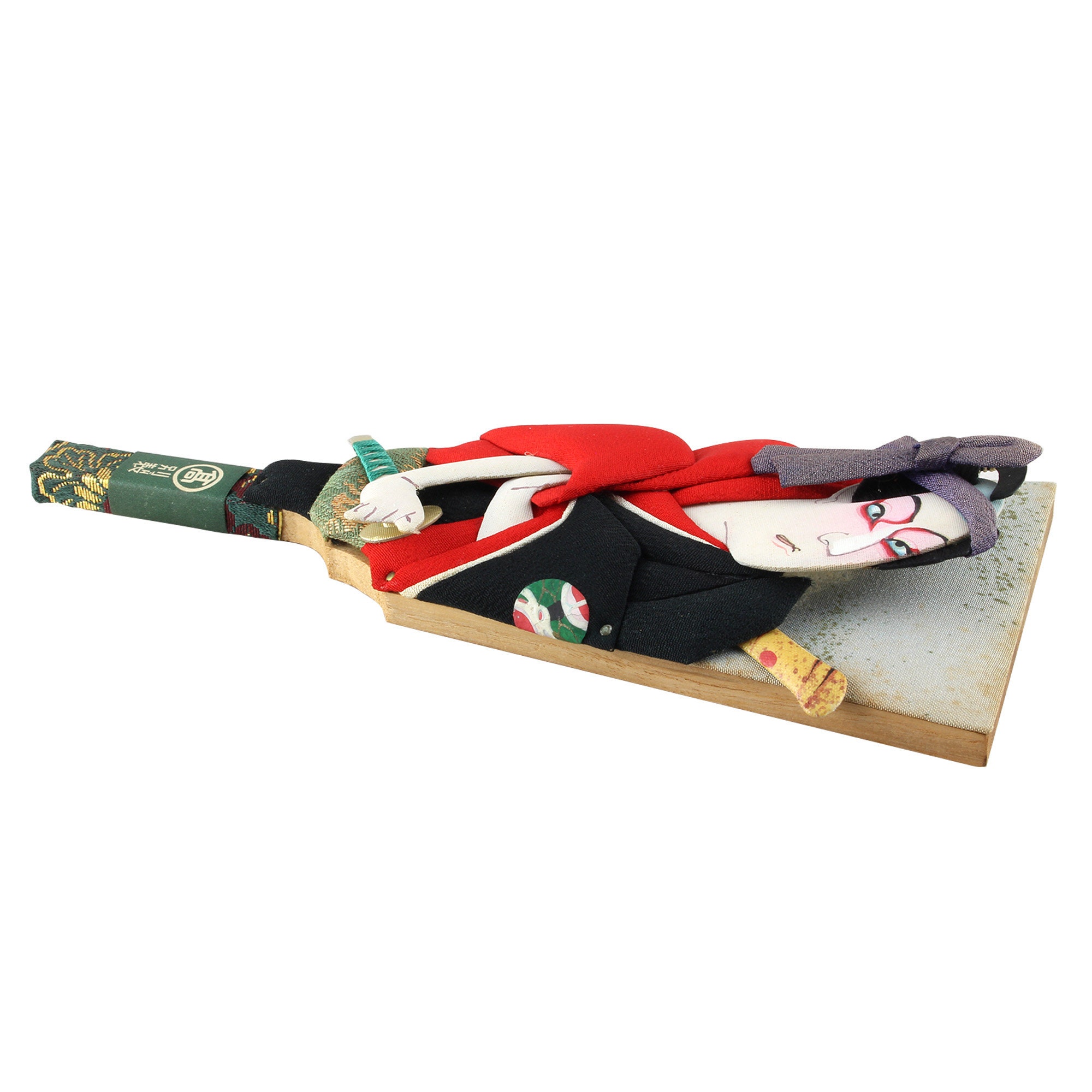 Vintage Japanese Miniature Hagoita Paddle - Kabuki Textile Art
