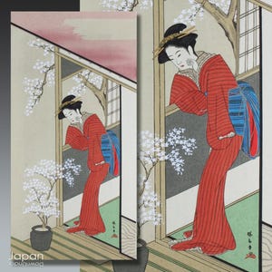 vintage 1970’s woodblock print - japanese beauty by Katsukawa Shunsho