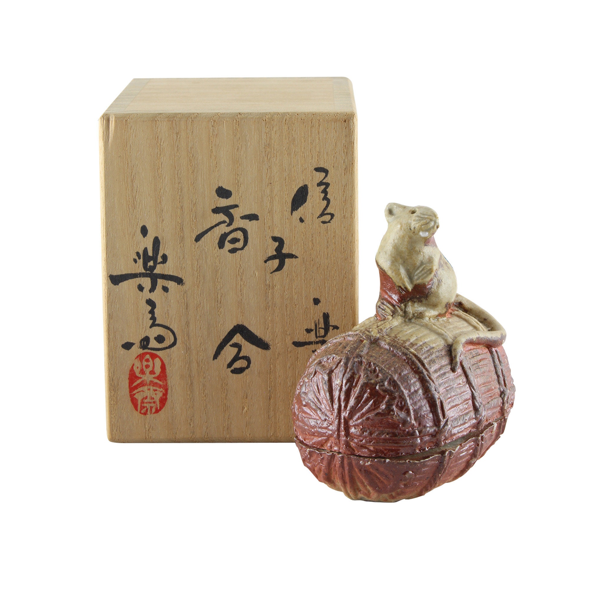 tea ceremony incense box hagi ware kogo dog kogo vintage japanese kogo japanese incense holder