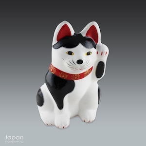 japanese vintage white maneki neko - folk art lucky cat