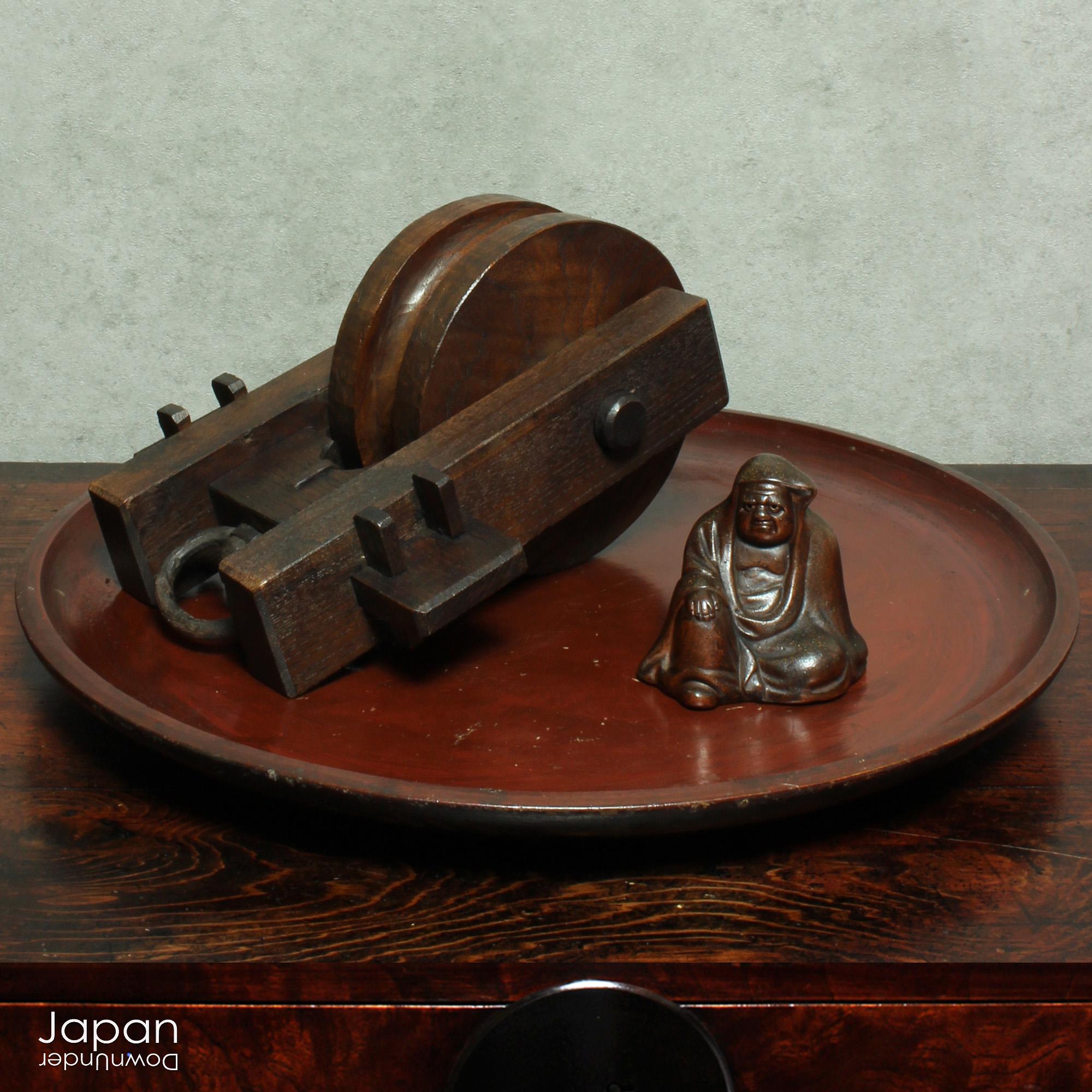 アンティークな日本の木製滑車：欅の民芸品 - Etsy 日本