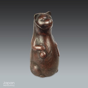 Antieke Sake-fles uit Bizen Tanuki Tokkuri uit Edo: volkskunst figuratief vat