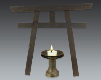Antique Edo Iron Torii: Japanese Shrine Votive, Spiritual Folk Artifact