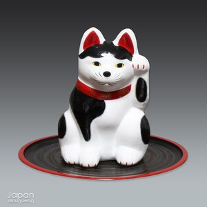 ヴィンテージ 日本製 象嵌漆器 トレー：赤縁黒漆塗りトレー、香川県民芸品