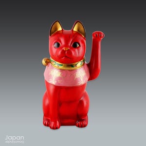 Red Maneki Neko: Seto Ware Lucky Cat, Left Paw