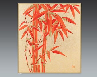 Silk Screen Bamboo Art: Japanese Shikishi Board Print