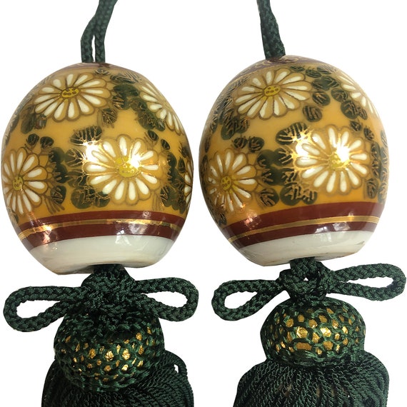 九谷焼掛軸重り、菊花重り緑房付、九谷焼風鎮 - Etsy 日本