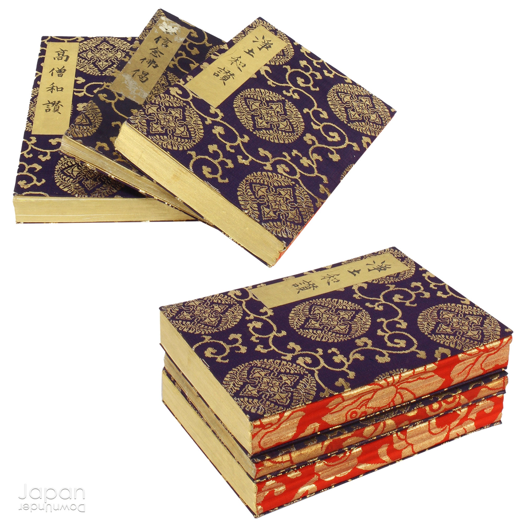 Vintage Japanese Sutra Box With 3 Volumes of Buddha's Sacred