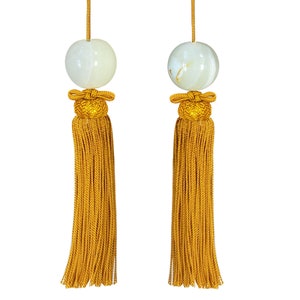 Curated visual reference: Fresh Look at Japanese Marbled Off White Onyx Hanging Scroll Weight With Gold