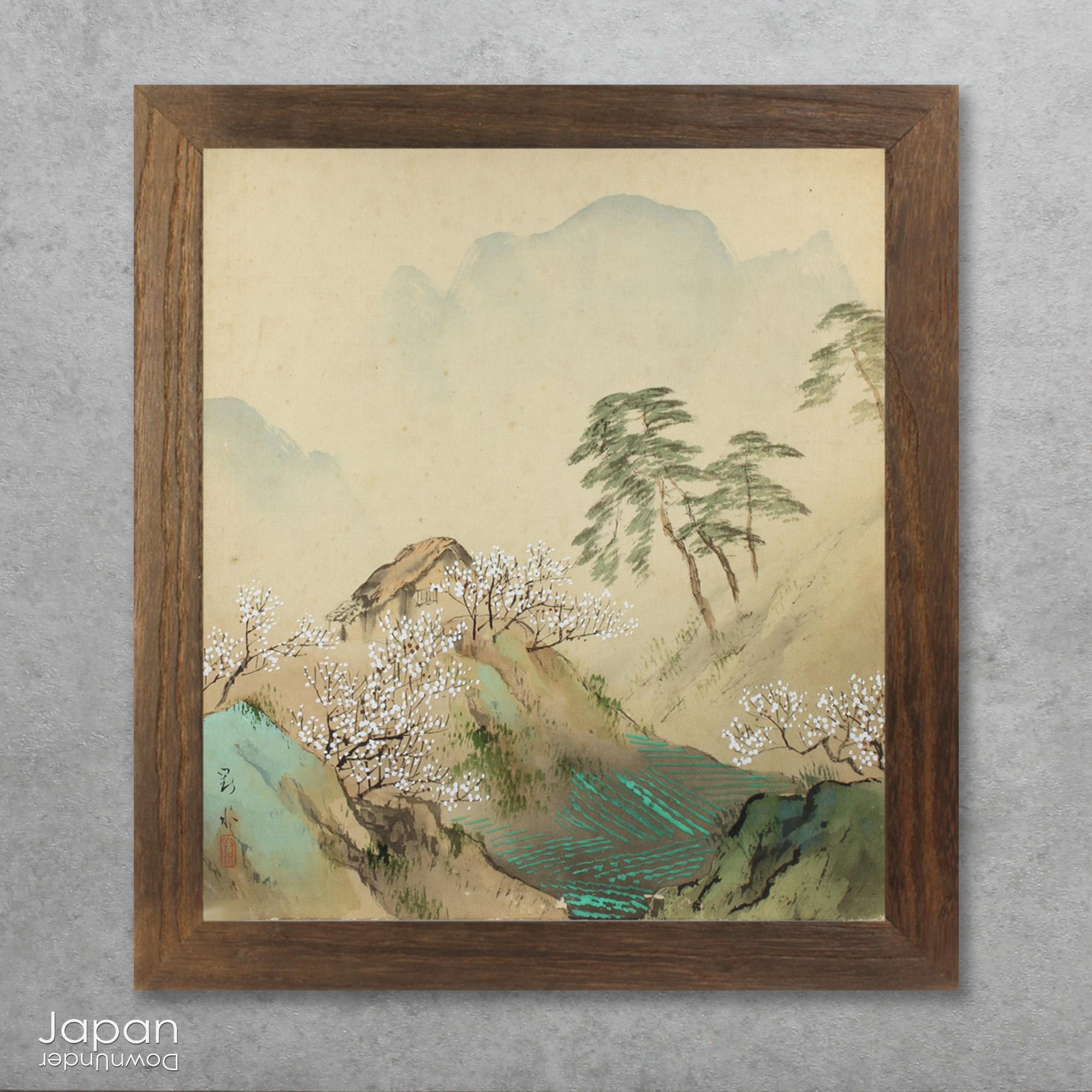 Rustic Japanese Shikishi Frame in Smoked Sugi Wood for Wabi Sabi