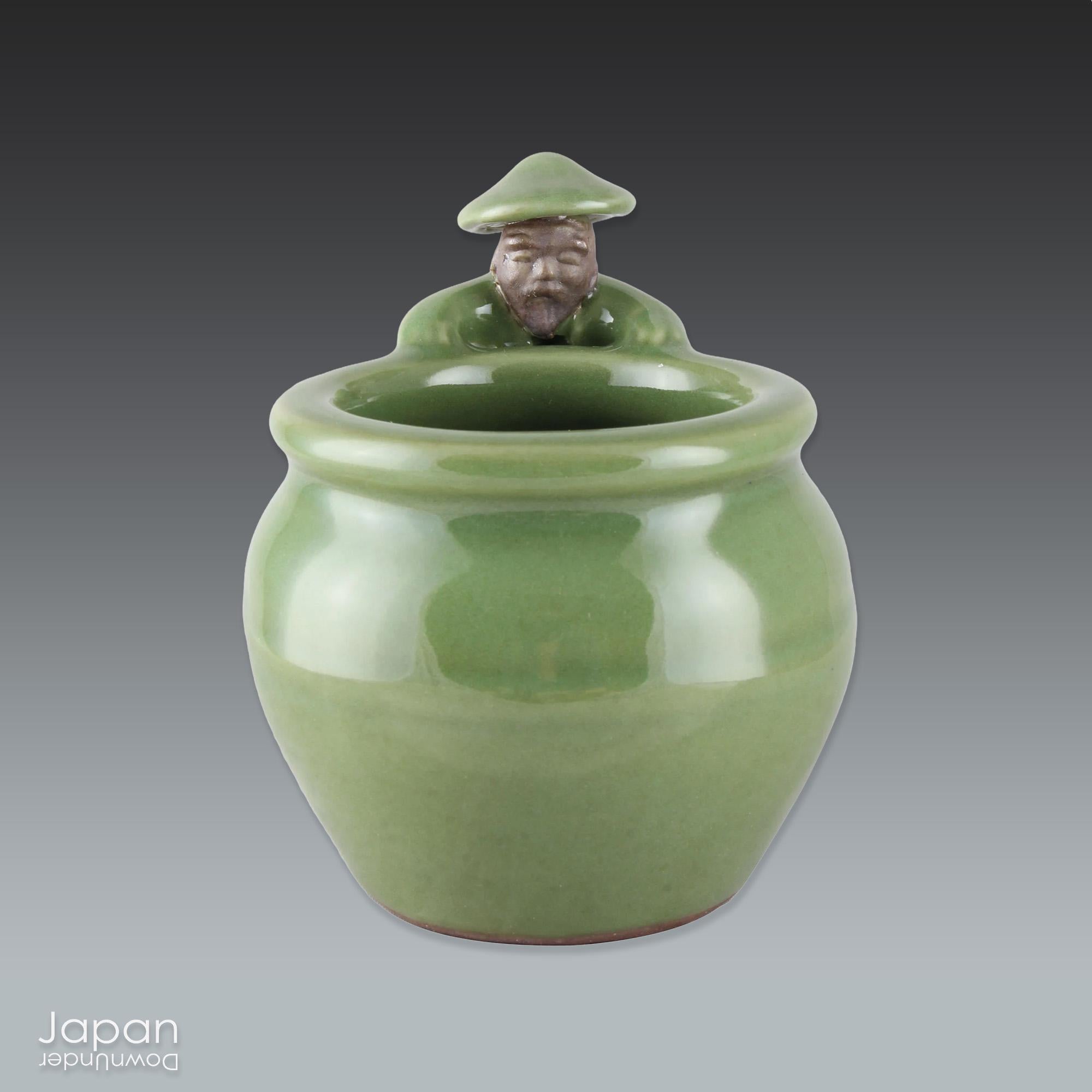 Kiyomizu Celadon Koro Censer: Japanese Kyo Ware Incense Burner