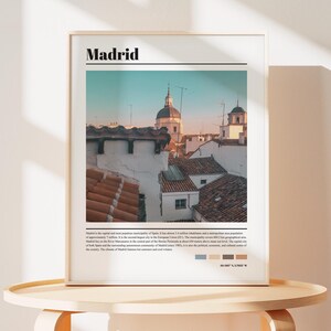 Stampa di viaggio di Madrid ispirata al vintage / Poster di viaggio originale di fotografia artistica della Spagna / Stampa di viaggio di alta qualità della Spagna / Regalo per gli amanti della Spagna