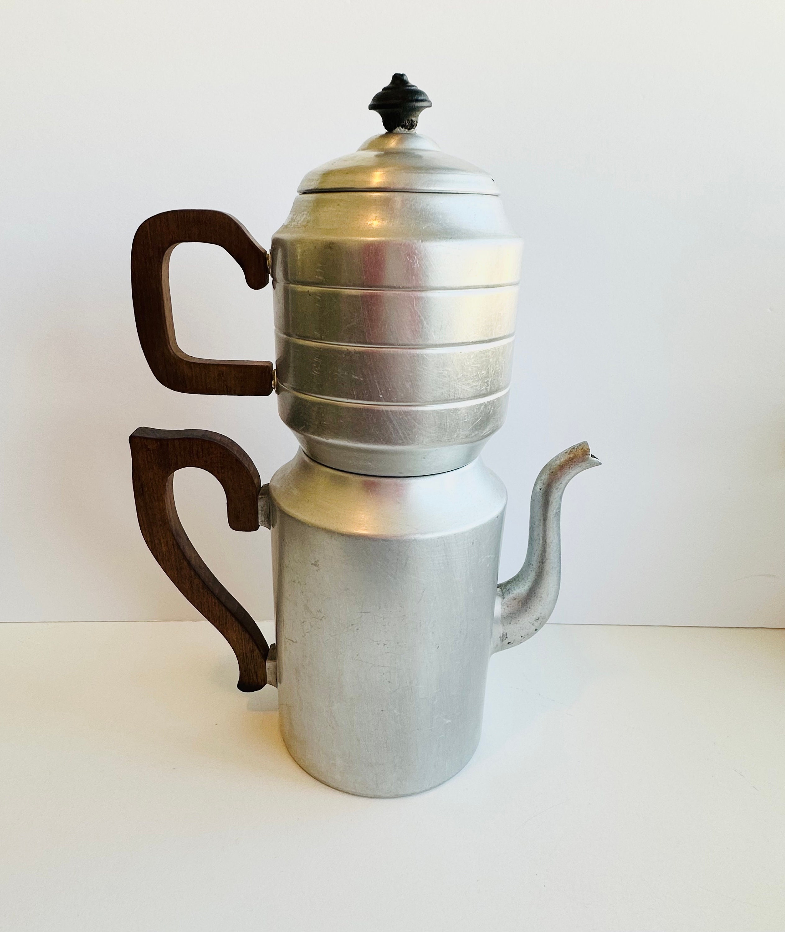 Antique Aluminum Coffee Percolator, 8 Cup, Patented Feb 15, 1916