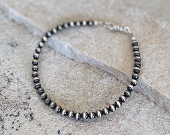 4 mm・Navajo-Style Silver Bracelet・925 Sterling Silver・Southwestern Look