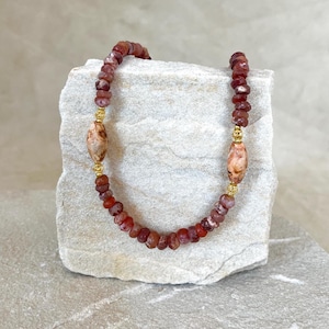 Ancient Indus Valley Carnelian Beads Necklace・Solid Gold 18k