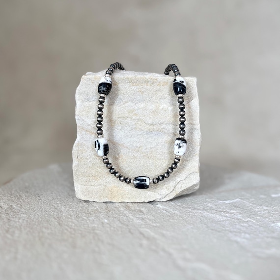 Navajo Sterling Silver Barrel Beads White Buffalo Barrel Beads