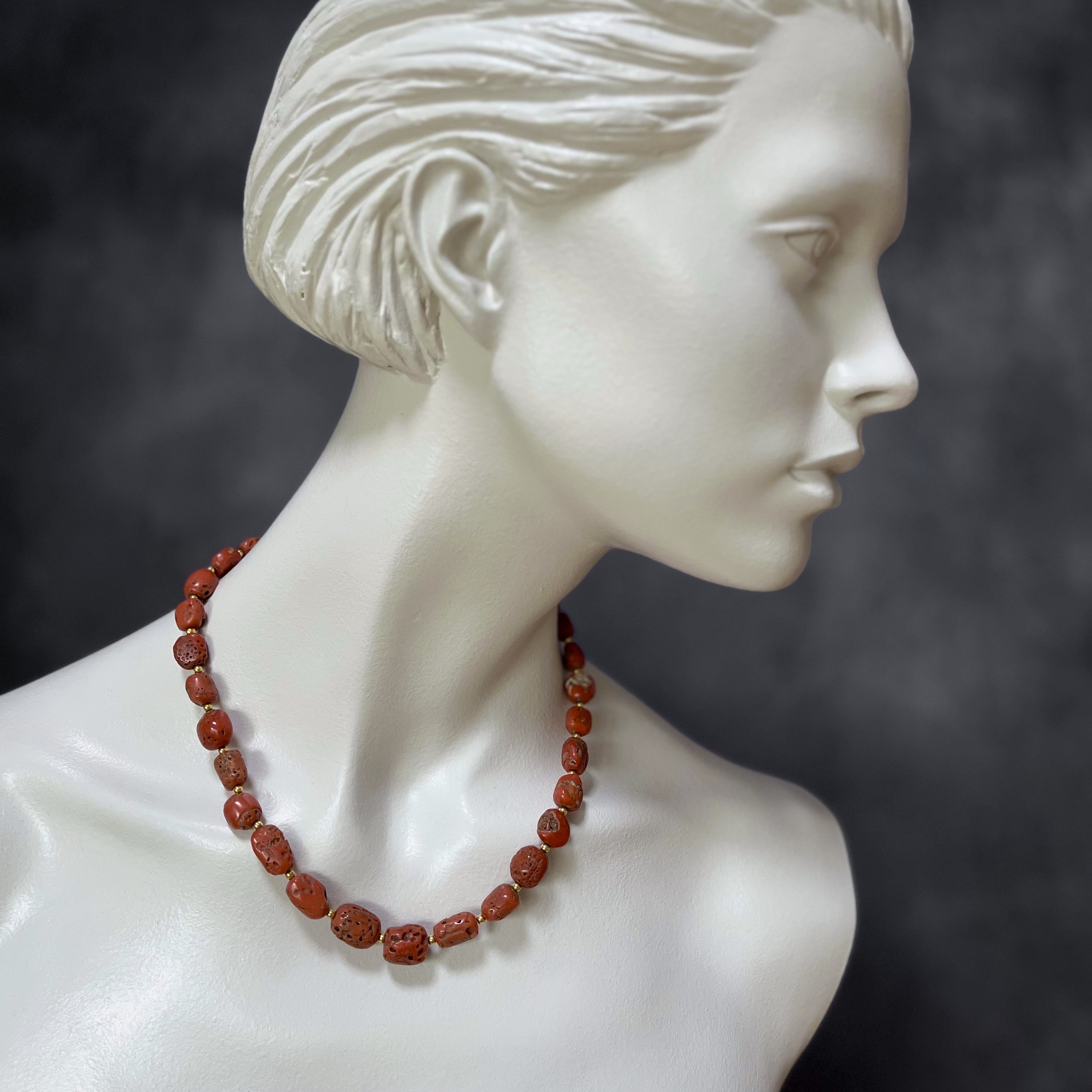 Collier Corail Méditerranéen - Fermoir Or Massif 18K - Vintage 70 - Italie