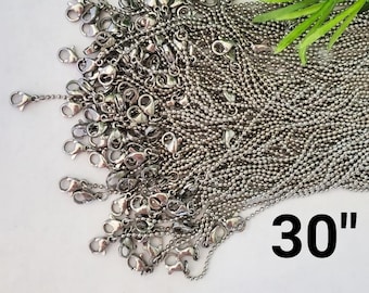 Stainless Steel Ball Chain Necklace - 30 inch chain - wholesale - bulk order