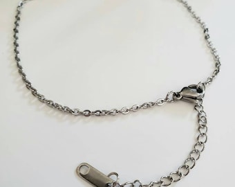 Link Charm Bracelet - Stainless Steel - Link bracelet with extender