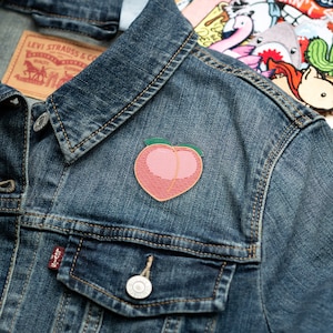 Peach Emoji Embroidered Iron On Patch