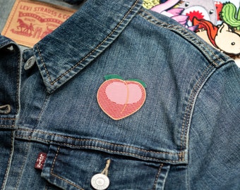 Peach Emoji Embroidered Iron On Patch